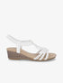 Sandales compensées style plume à strass - Blanc - 1
