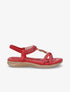 Nu-pieds à empiècement effet bois et strass - Rouge - 5