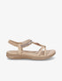 Nu-pieds à empiècement effet bois et strass - Beige - 1
