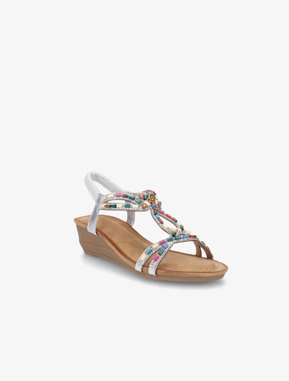 Nu-pieds à brides ornées de strass et perles - Argent - 2