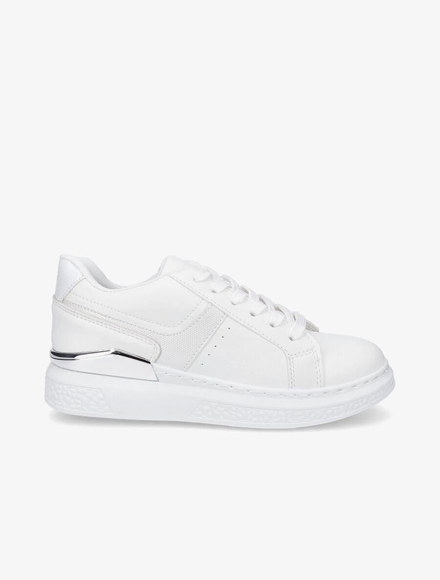 Sneakers à bandes irisées et semelle à détail métallique - Blanc - 1