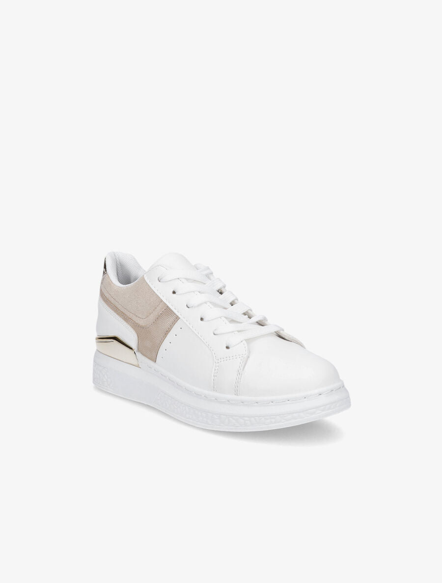 Sneakers à bandes irisées et semelle à détail métallique - Beige - 2