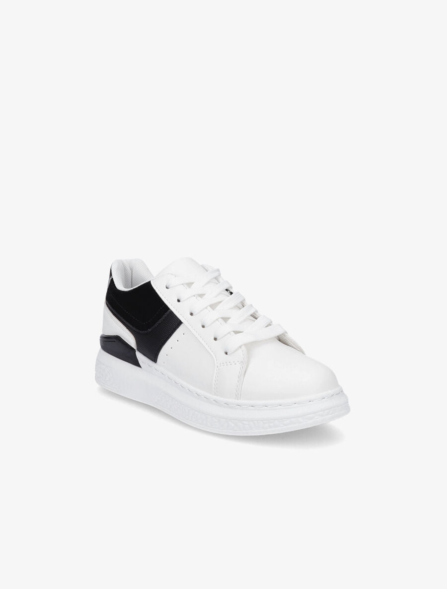 Sneakers à bandes irisées et semelle à détail métallique - Blanc/noir - 2