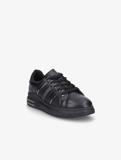 Sneakers en simili à bandes irisées - Noir - 2