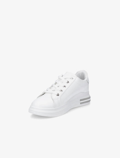 Sneakers en simili à bandes irisées - Blanc - 3