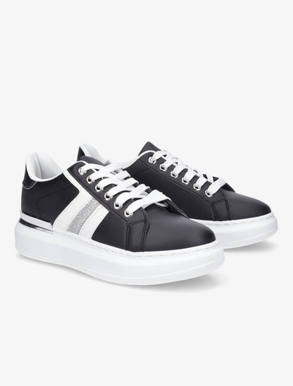 Sneakers à bandes irisées et détail métallique - Noir - 4