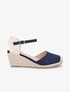 Sandales compensées bi-matière style espadrilles - Marine - 5