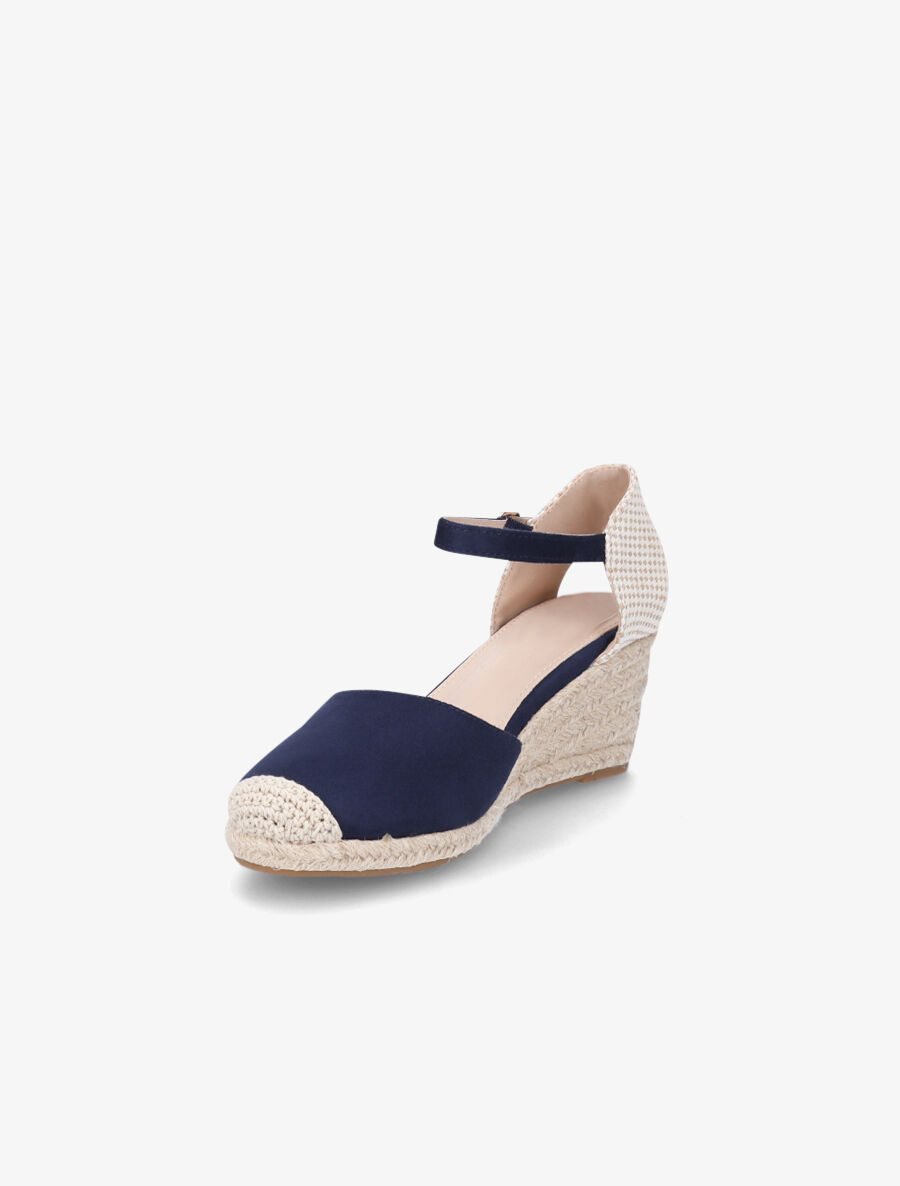 Sandales compensées bi-matière style espadrilles - Marine - 3