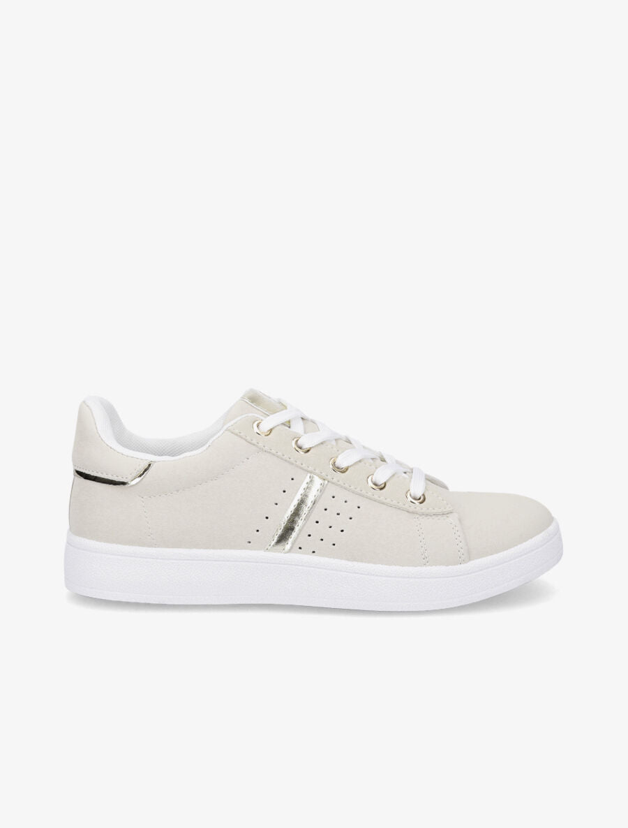 Sneakers en simili effet grainé - Beige - 1