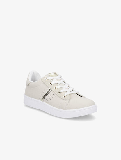 Sneakers en simili effet grainé - Beige - 2