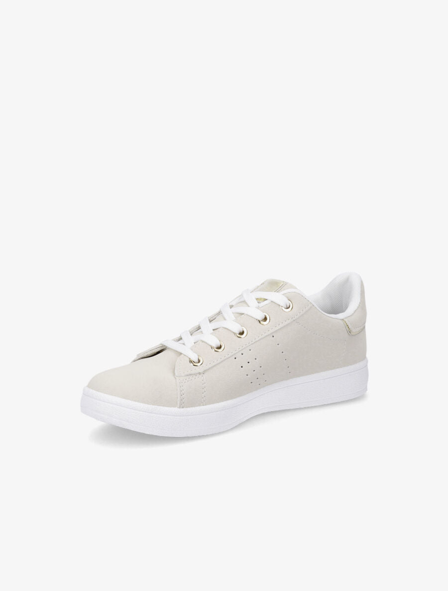Sneakers en simili effet grainé - Beige - 3