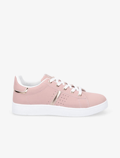 Sneakers en simili effet grainé - Rose - 1