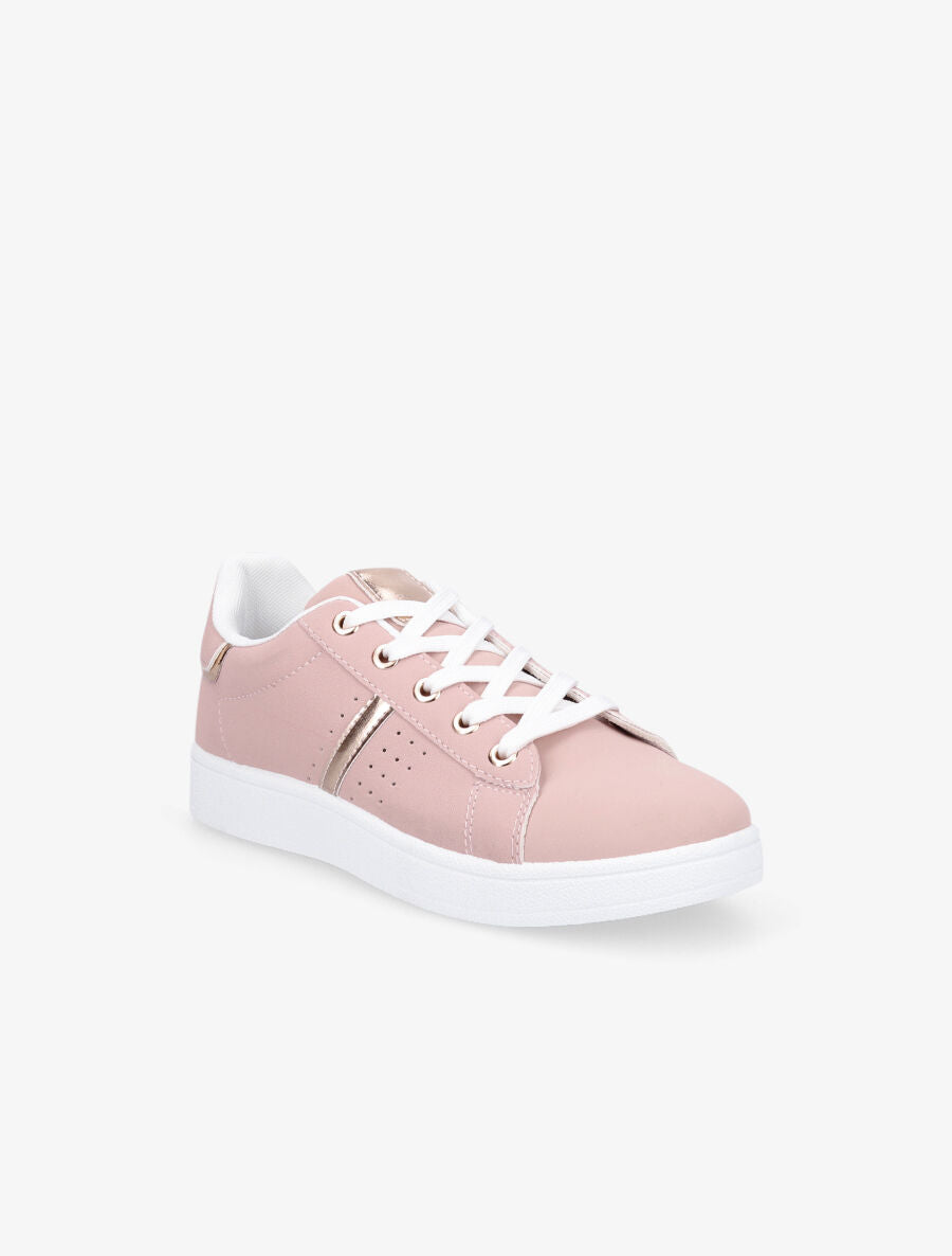 Sneakers en simili effet grainé - Rose - 2