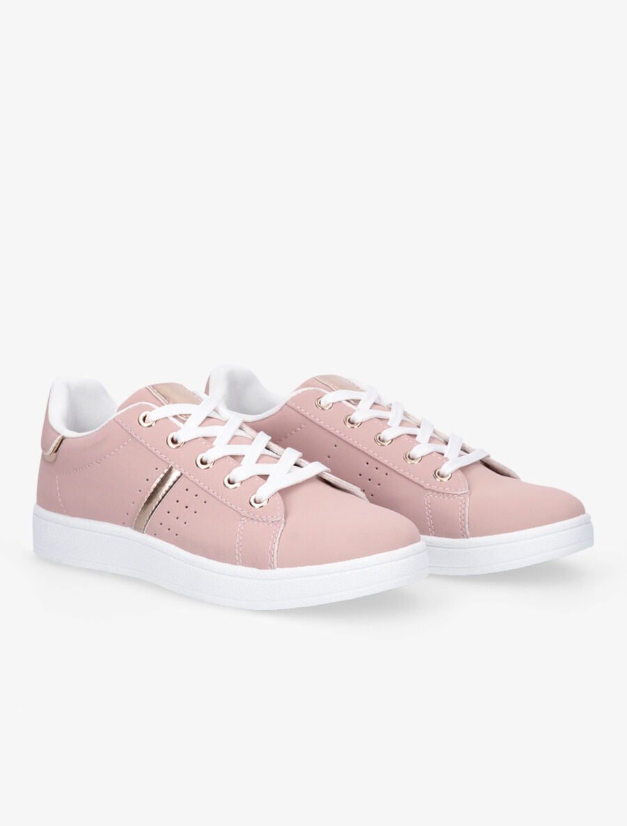 Sneakers en simili effet grainé - Rose - 4