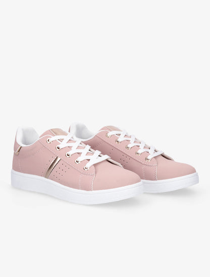 Sneakers en simili effet grainé - Rose - 4