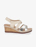 Sandales compensées en simili effet bois - Beige - 5