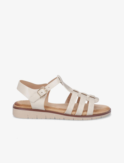 Nu-pieds style spartiates en simili - Beige - 1