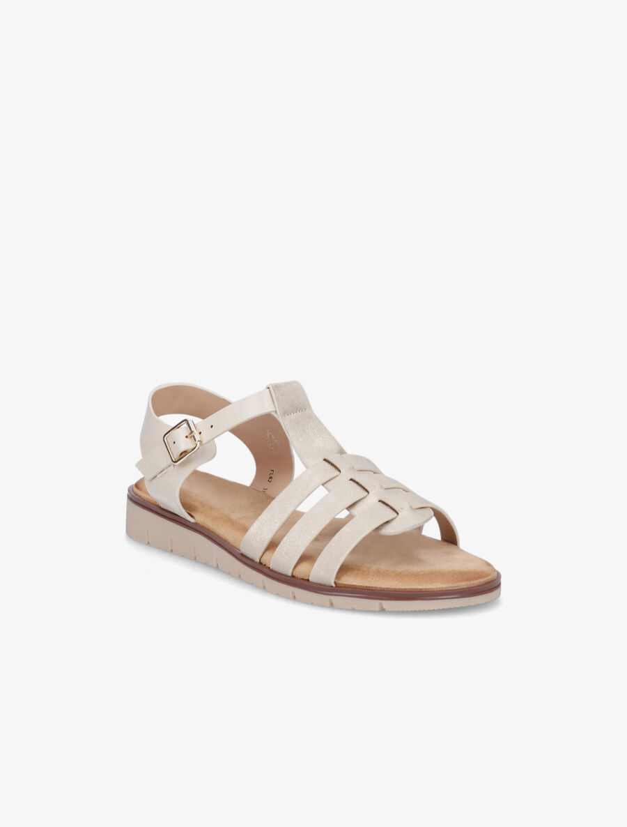 Nu-pieds style spartiates en simili - Beige - 2