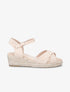 Sandales compensées style espadrille en suédine - Beige - 5