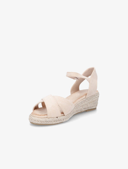 Sandales compensées style espadrille en suédine - Beige - 3