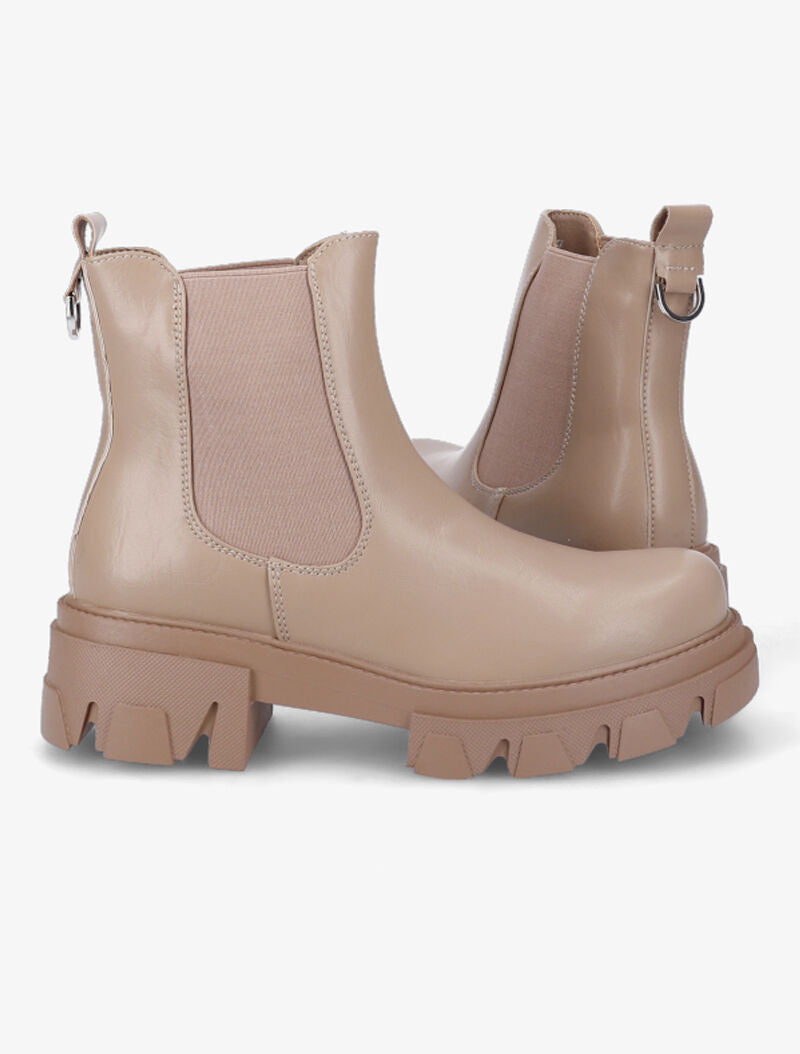 Chelsea boots à bout rond et anneau métallique - Taupe - 5