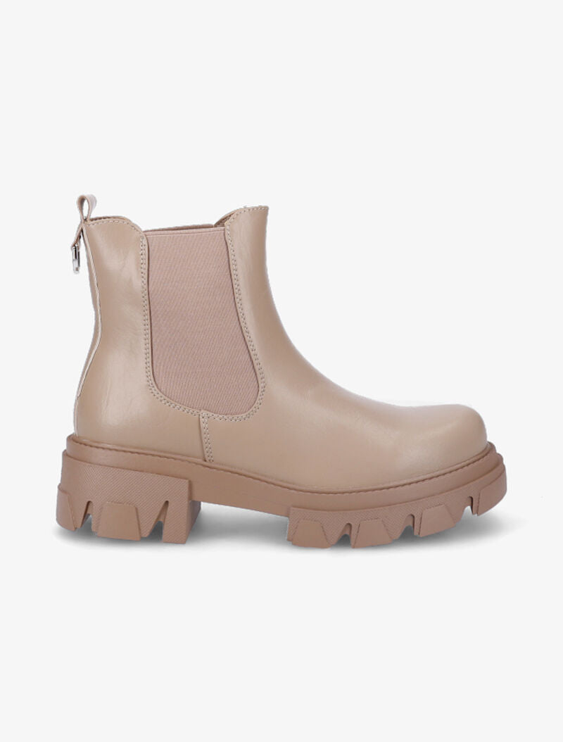 Chelsea boots à bout rond et anneau métallique - Taupe - 2