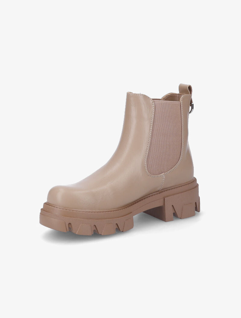 Chelsea boots à bout rond et anneau métallique - Taupe - 4