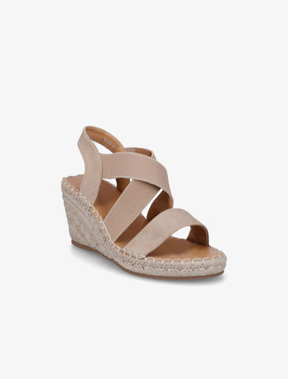 Sandales compensées élastiquées en suédine - Taupe - 2