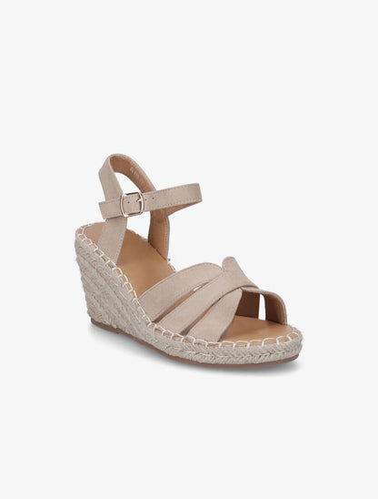 Sandales compensées à triple brides - Beige foncé - 2