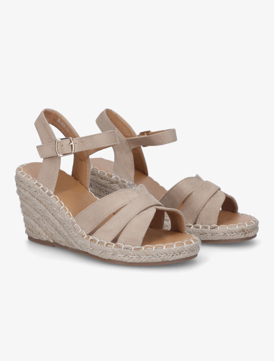 Sandales compensées à triple brides - Beige foncé - 4