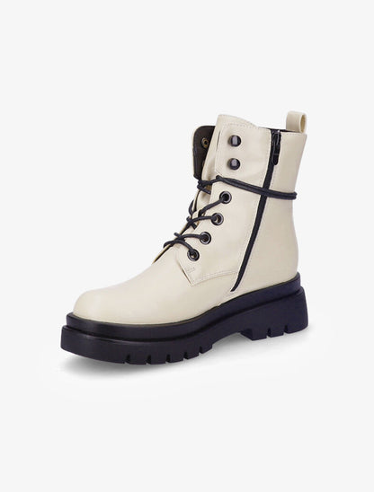 Rangers à double zip et semelles crantées - Beige - 4