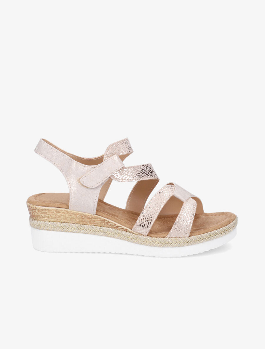 Sandales compensées effet python - Rose gold - 5