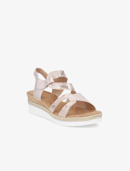 Sandales compensées effet python - Rose gold - 2