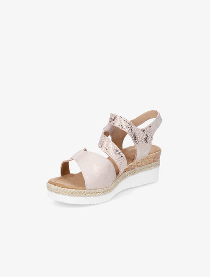 Sandales compensées effet python - Rose gold - 3