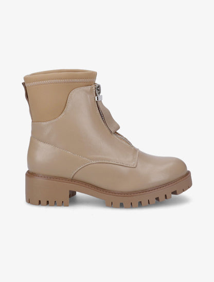 Bottines bi-matière à fermeture zip - Taupe - 2