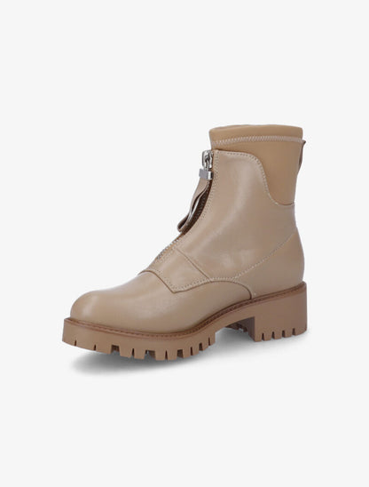 Bottines bi-matière à fermeture zip - Taupe - 4