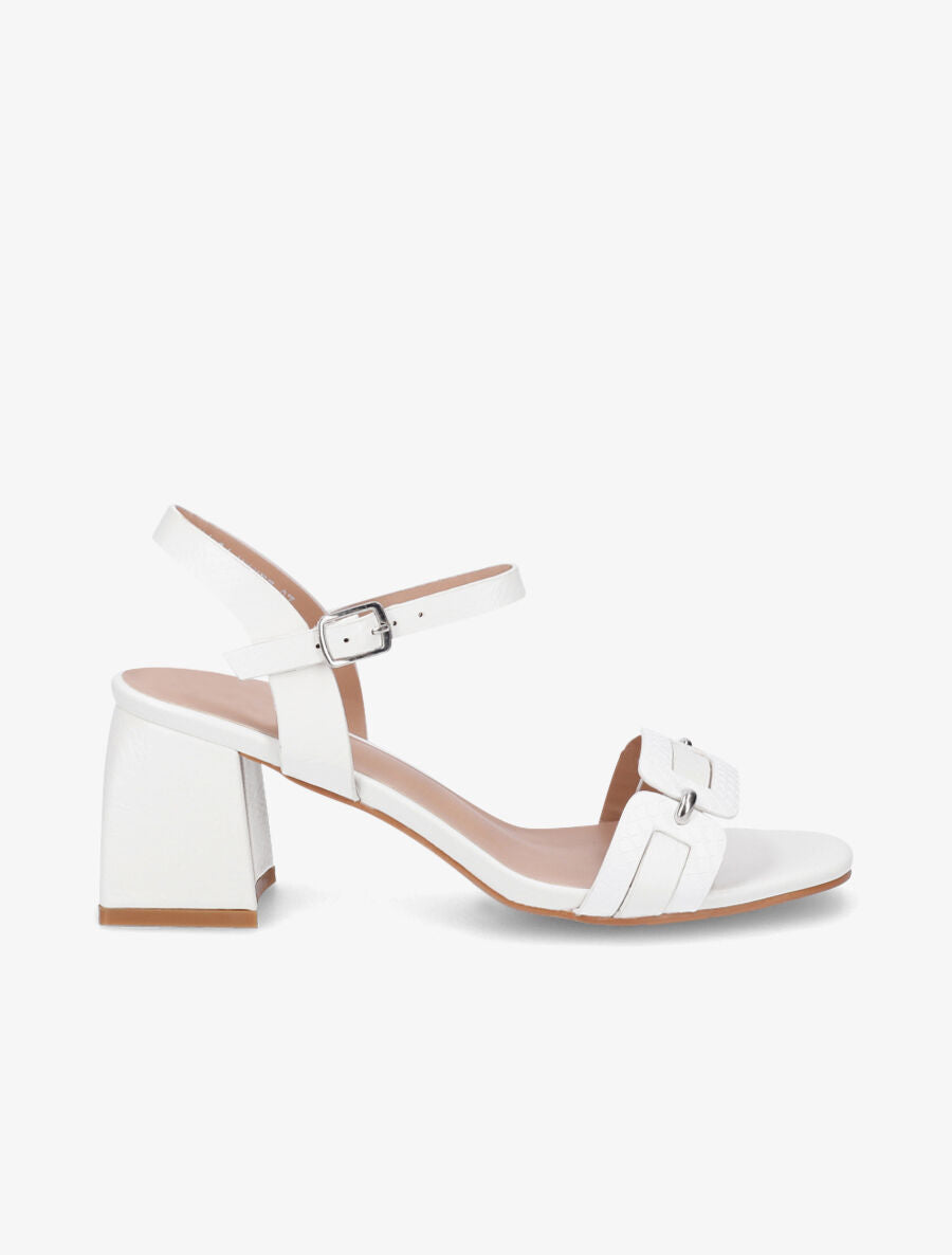 Sandales en simili effet python - Blanc - 1