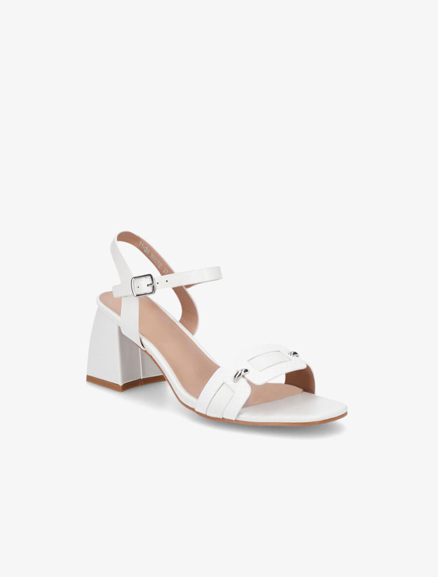 Sandales en simili effet python - Blanc - 2