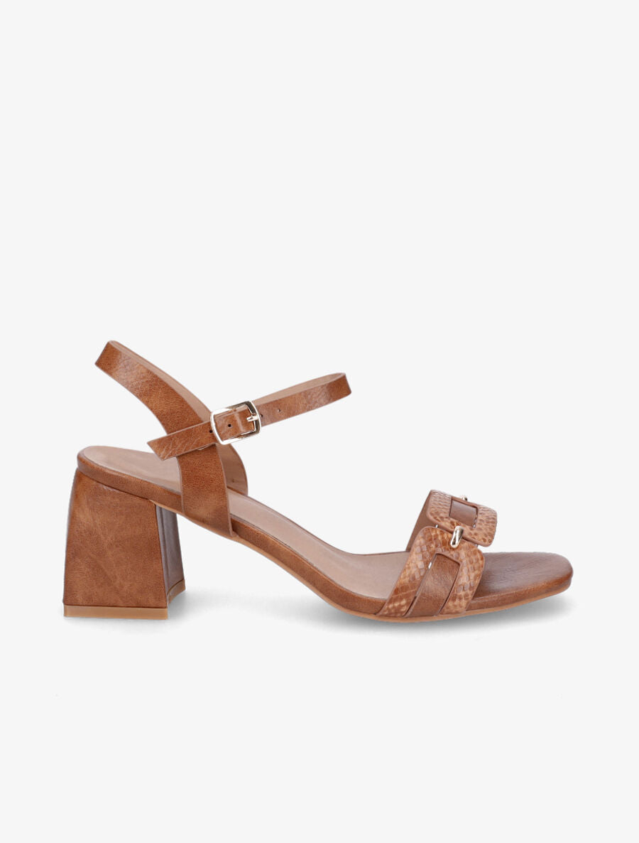 Sandales en simili effet python - Camel - 5