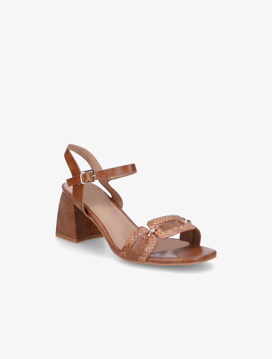 Sandales en simili effet python - Camel - 2