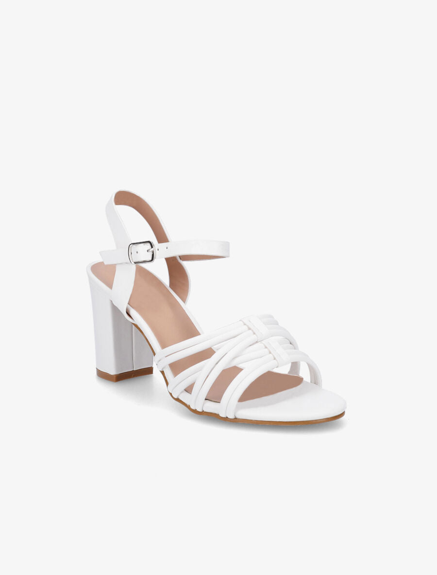 Sandales en simili à brides entrelacées - Blanc - 2