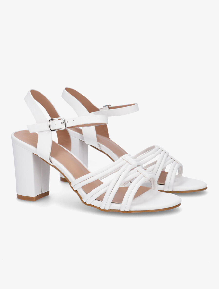 Sandales en simili à brides entrelacées - Blanc - 4