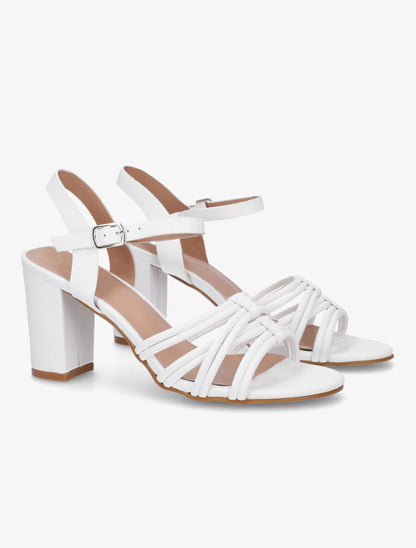Sandales en simili à brides entrelacées - Blanc - 4