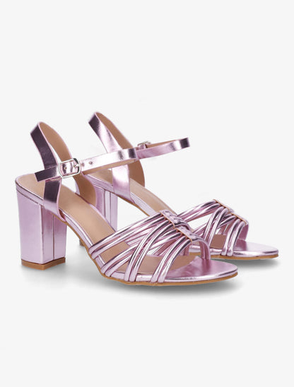 Sandales en simili à brides entrelacées - Lilas - 4