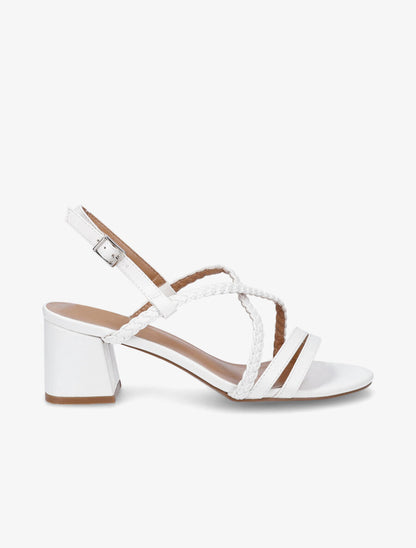 Sandales unies à brides tressées - Blanc - 1