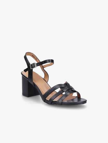 Sandales en simili effet croco - Noir - 2
