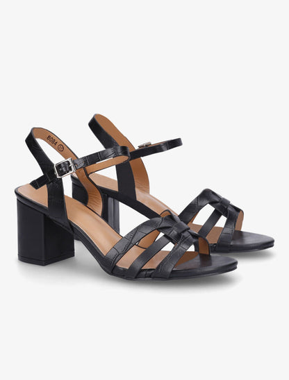 Sandales en simili effet croco - Noir - 4