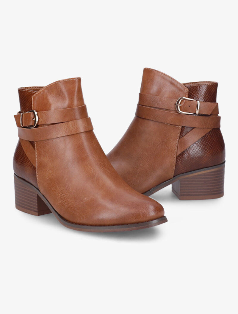 Bottines à contrefort effet écailles - Camel - 5