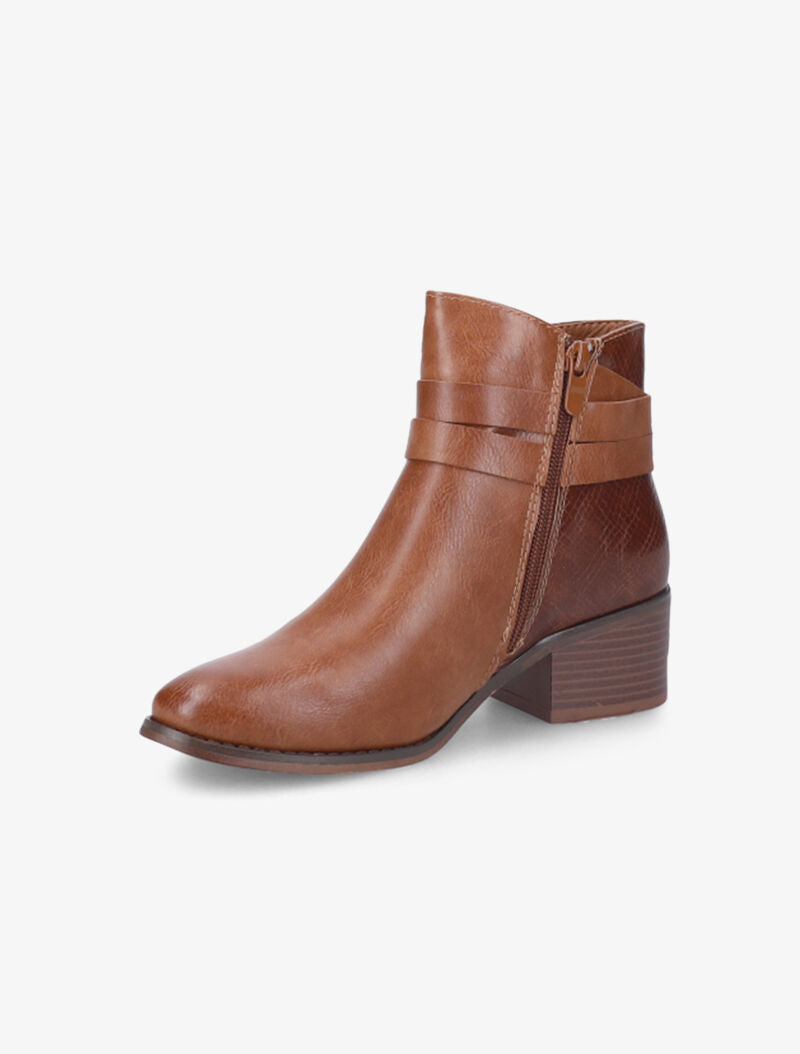 Bottines à contrefort effet écailles - Camel - 4