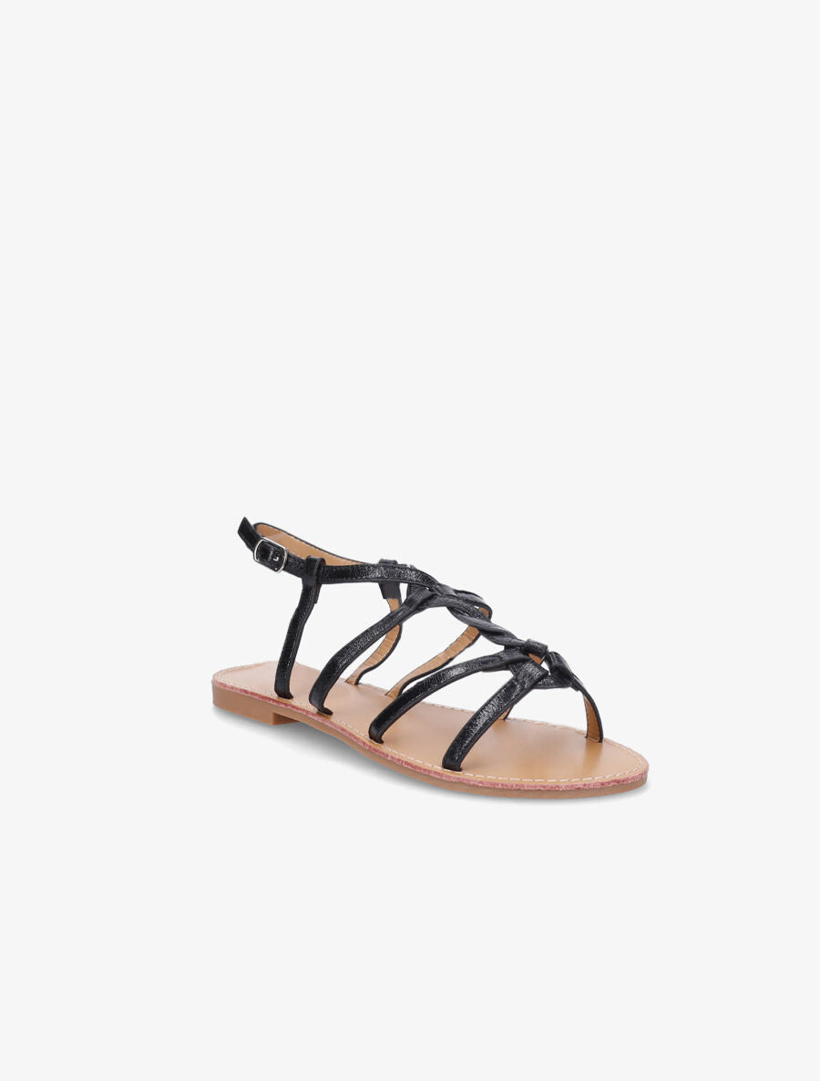 Nu-pieds tressés en simili - Noir - 2
